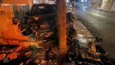 Ρέθυμνο:-Μπήκε-στο-αντίθετο-ρεύμα,-παρέσυρε-μηχανές-και-καρφώθηκε-σε-κολώνα-(photos)