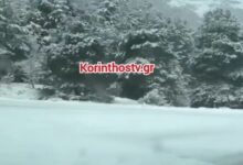 Χιόνια-και-στην-Ορεινή-Κορινθία-από-χθες,-δείτε-βίντεο