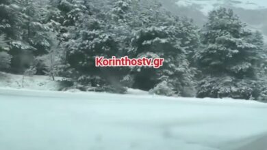 Χιόνια-και-στην-Ορεινή-Κορινθία-από-χθες,-δείτε-βίντεο