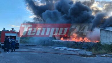 Φωτιά-σε-χώρο-πρώην-εργοστασίου-στην-Πάτρα:-Καίγονται-ελαστικά,-δείτε-βίντεο