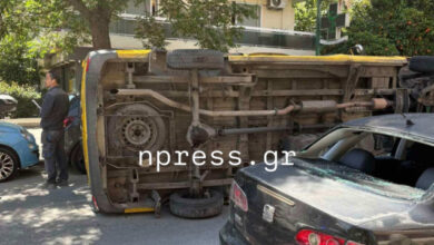 Τούμπαρε-σχολικό-λεωφορείο-μετά-από-σύγκρουση-με-ΙΧ-στο-Παλαιό-Φάληρο