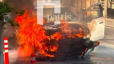 Παρανάλωμα-του-πυρός-αυτοκίνητο-στο-κέντρο-των-Χανίων,-δείτε-φωτογραφίες