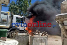 Φωτιά-σε-απορριμματοφόρο-μέσα-σε-εργοτάξιο-δήμου-στην-Εύβοια