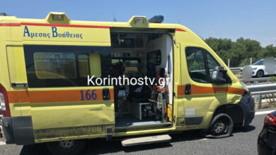 Καραμπόλα-4-ΙΧ-και-ασθενοφόρου-στην-ΕΟ.-Κορίνθου-–-Τριπόλεως-–-Αναφορές-για-τραυματίες