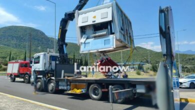 Ατύχημα-στη-διασταύρωση-του-Μπράλου:-Μεγάλη-γεννήτρια-έπεσε-από-φορτηγό,-δείτε-φωτογραφίες