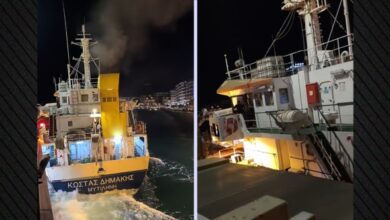 Φορτηγό-πλοίο-προσέκρουσε-στην-Παλιά-Γέφυρα-της-Χαλκίδας,-δείτε-βίντεο