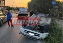 Τροχαίο-στην-Πάτρα:-Αυτοκίνητο-εξετράπη-της-πορείας-του-και-αναποδογύρισε,-σώος-ο-οδηγός