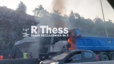 Φωτιά-σε-φορτηγό-στον-Περιφερειακό-Θεσσαλονίκης,-δείτε-βίντεο