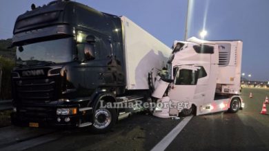 Φθιώτιδα:-Φορτηγό-έπεσε-πάνω-σε-νταλίκα-που-ήταν-παρκαρισμένη-μετά-τα-διόδια