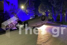Τροχαίο-στο-Φίλυρο-Θεσσαλονίκης,-τούμπαρε-το-αυτοκίνητο
