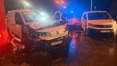Τροχαίο-με-έναν-τραυματία-στη-Λαμία,-συγκρούστηκαν-δύο-βαν